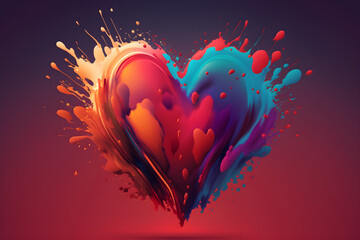 Heart Shapes Exploding Colors