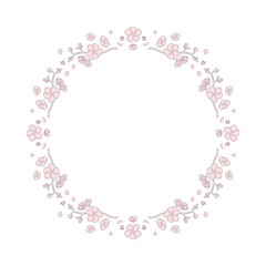 素材_フレーム_桜をモチーフにした春の飾り枠。手描きのシンプルな囲みのデザイン。文字無し