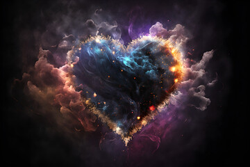 Colorful Nebula in the Shape of a Heart