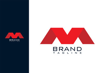 m and v letters letter send red color modern web icon logo