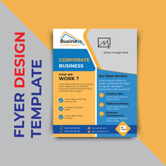 Corporate business cover page a4 blue and Dark color flyer design template for print.