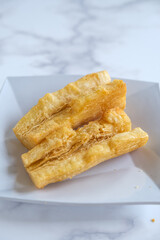 Fried cassava on a plate