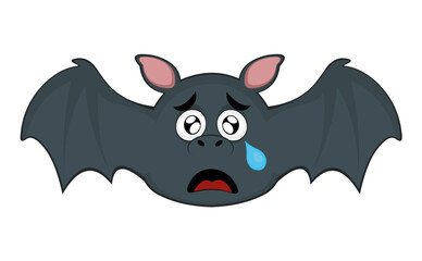 vector illustration of a cartoon vampire bat with a sad expression, with teary eyes and tears falling from one of its eyes