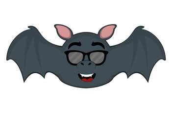vector illustration of a bat or vampire cartoon with sunglasses