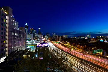 Fototapeta na wymiar Downtown Atlanta with traffic on Interstate 85/75