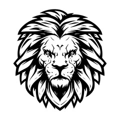 Fototapeta premium Black and White Lion Head element for Logo Design - Generative AI