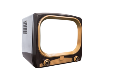 Retro television isolated with cut out screen and background.