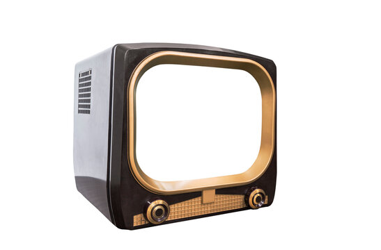 Retro television isolated with cut out screen and background.