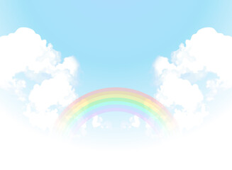 虹と雲の背景イラスト