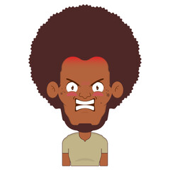 afro man angry face cartoon cute