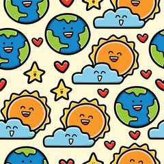Earth cartoon illustration pattern design