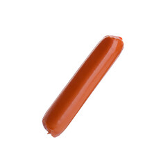 One fresh raw sausage isolated on white. Meat product