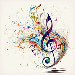Musical symbols on white background, vector illustration, Made by AI,Artificial intelligence