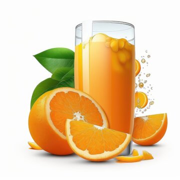 Glass with orange juice made in Generative AI, high quality