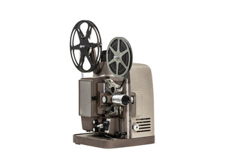 Vintage home movie film projector isolated with cut out background.