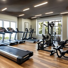 Home gym with cardio and weight machines 3_SwinIRGenerative AI