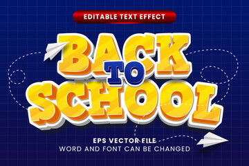 3D style back to school editable vector text effect