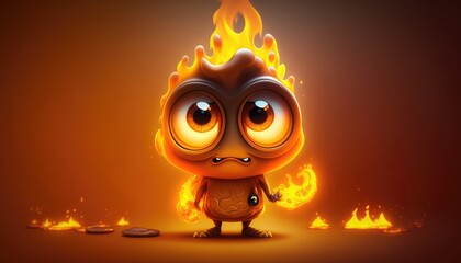 cute fire monster. Created with generative AI.