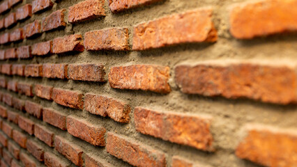 Red brown brick wall background perspective