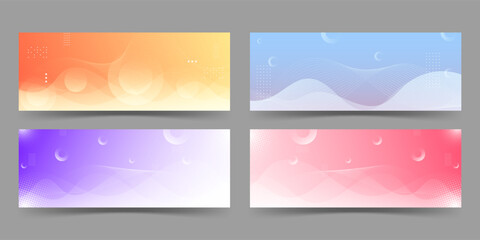 banner background. full color, wave effect gradation.collection set 4 eps 10