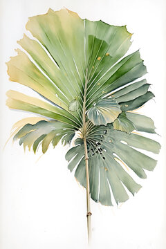 I.A. Generativa - Folha de palmeira em aquarela