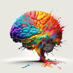 Obraz na płótnie Canvas Brain explode idea melt colorful energy, GENERATIVE AI