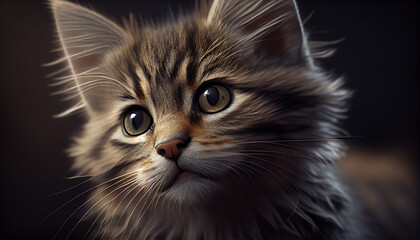 little mascot cat with a tender expression, generative AI