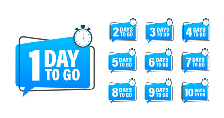 Days countdown. Days to go 1 2 3 4 5 6 7 8 9 10. The days left badges set. Product limited promo