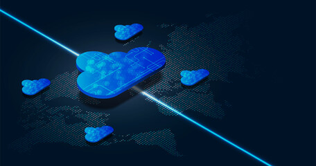 Multiple cloud symbol vector illustration, 2D cloud, 3D cloud, multi-cloud work connected data.