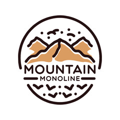 Mountain Monoline Logo Vector Vintage Emblem Design badge illustration Symbol Icon