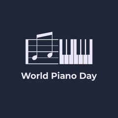World Piano Day Poster Celebration in March Modern Vector Flat Illustration
