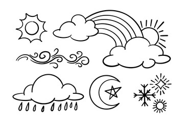 Fototapeta premium vector set of weather doodle elements, for design purposes
