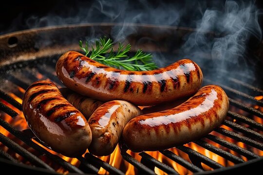 grilled sausages food grilling, generate AI
