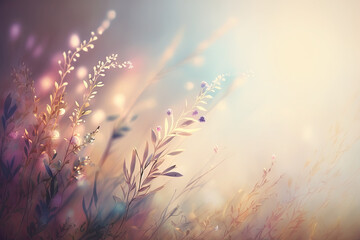 grass flower soft color background, AI Generative