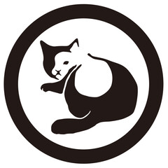 家紋風デザイン / 見返り猫