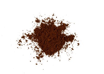 pile of roasted coffee powder isolated