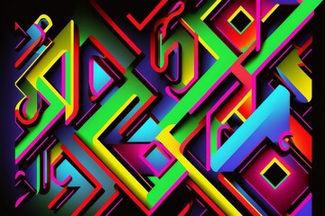 Abstraktes Kunstwerk Neon Bunt
