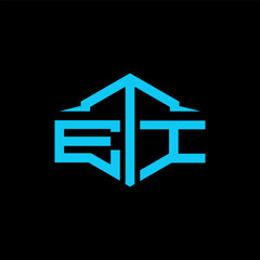 ETI Letter Logo Design Vector. ETI monogram polygon building shape cut Logo.
