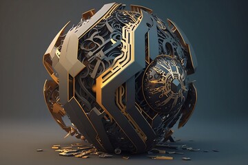 Abstrakte Cyper Landschaft. Raumfahrt und K&uuml;nstliche Intelligenz.
