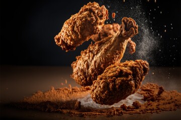 Crispy and juicy American style fried chicken, fried chicken, frango frito, generative AI
