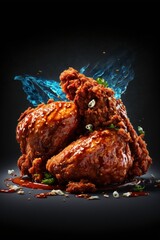 Crispy and juicy American style fried chicken, fried chicken, frango frito, generative AI