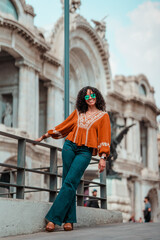 mature happy woman traveling 