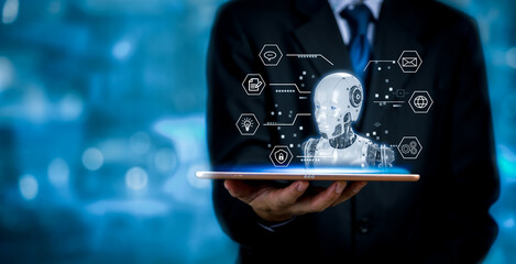 Chat Robot is an artificial intelligence.AI improves conversations and customer service in business and develops information programs.Futuristic technology transformation.