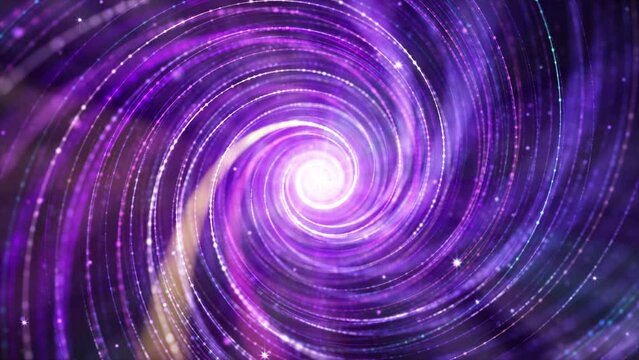 Purple Vortex Particle Streaks, Beautiful purple spiral particle light, elegant particle line flow, shining particle background video.