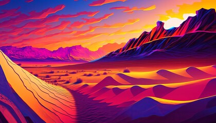 Illustration of an Afternoon in the Desert: Loneliness and heat, Generative AI