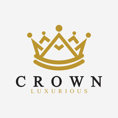 Crown Logo Vector Template,linear crown icons. Royal, luxury symbol. King, queen abstract geometric logo.