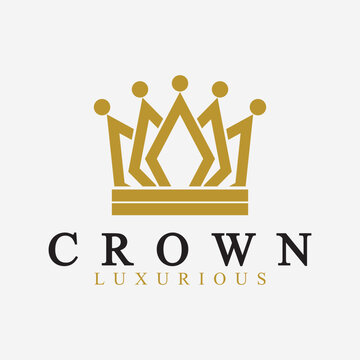 Crown Logo Vector Template,linear crown icons. Royal, luxury symbol. King, queen abstract geometric logo.
