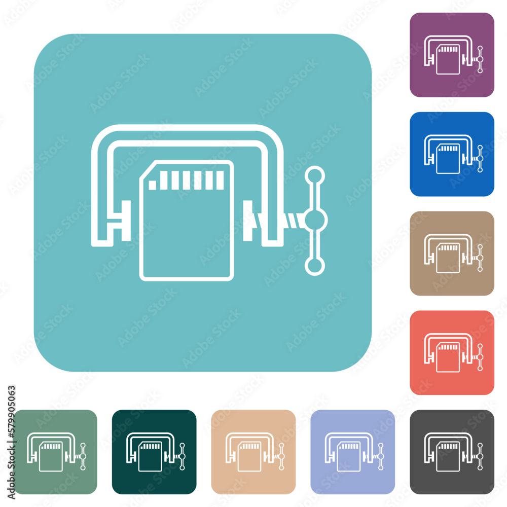 Poster sd memory card compress outline rounded square flat icons