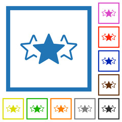 Three star rating alternate flat framed icons