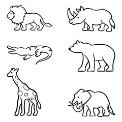 The illustration of wild animal set vector. Suitable for animal icon, sign or symbol.